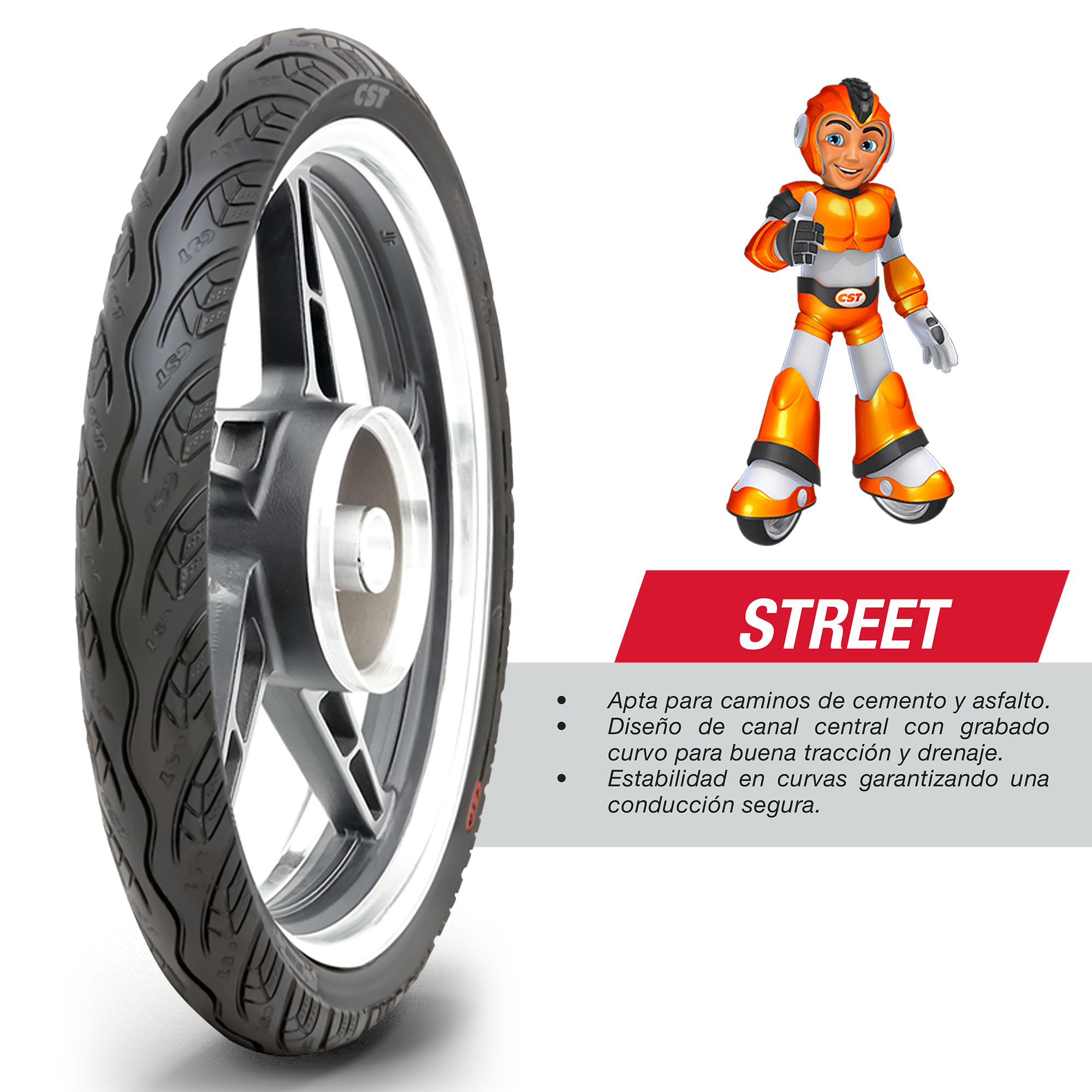 Llanta Moto 80/90-17 Cm642 Tl 44p Cst - Imagen 3