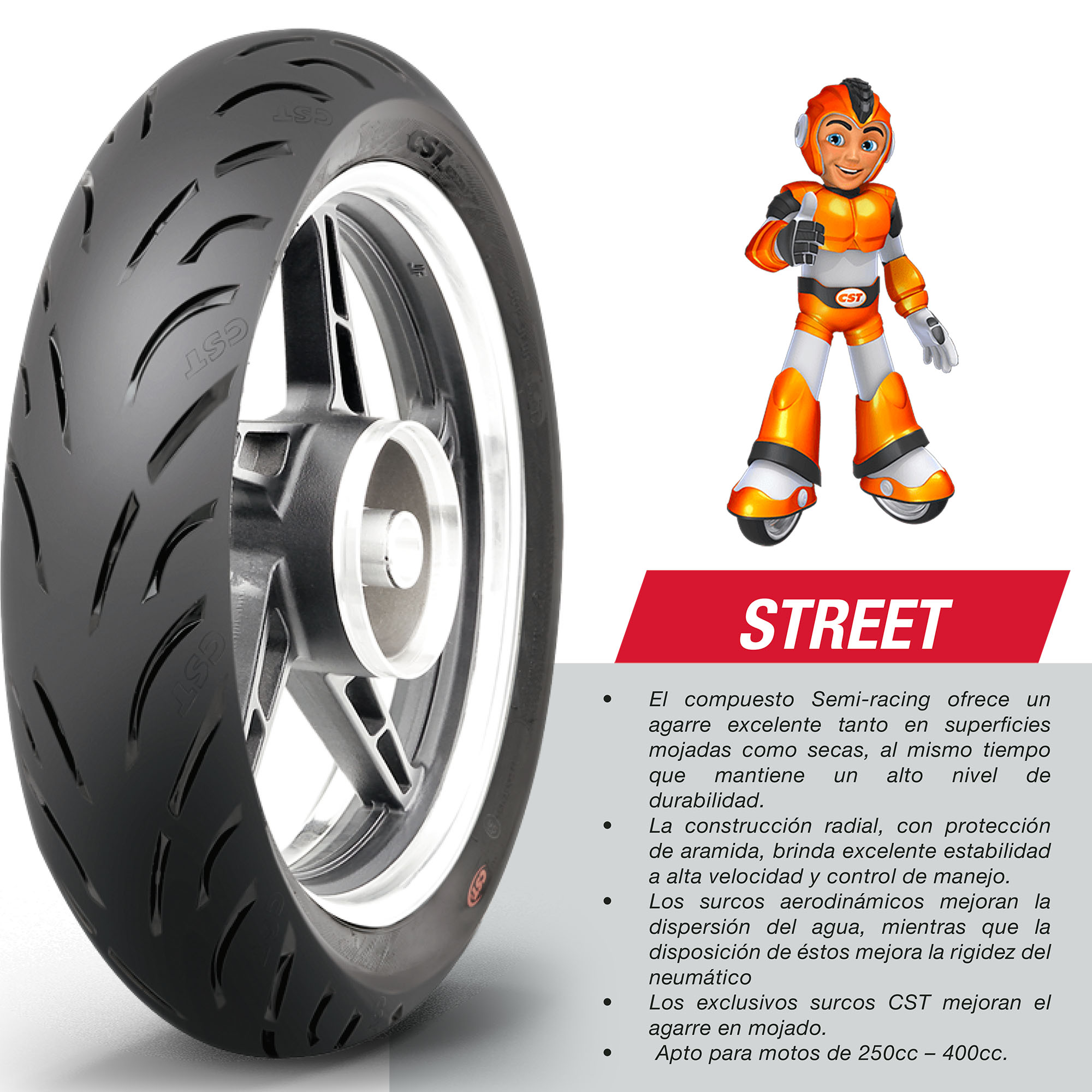 Llanta Para Moto 100/80r17 Cm-dr Tl 52h Cst - Imagen 3