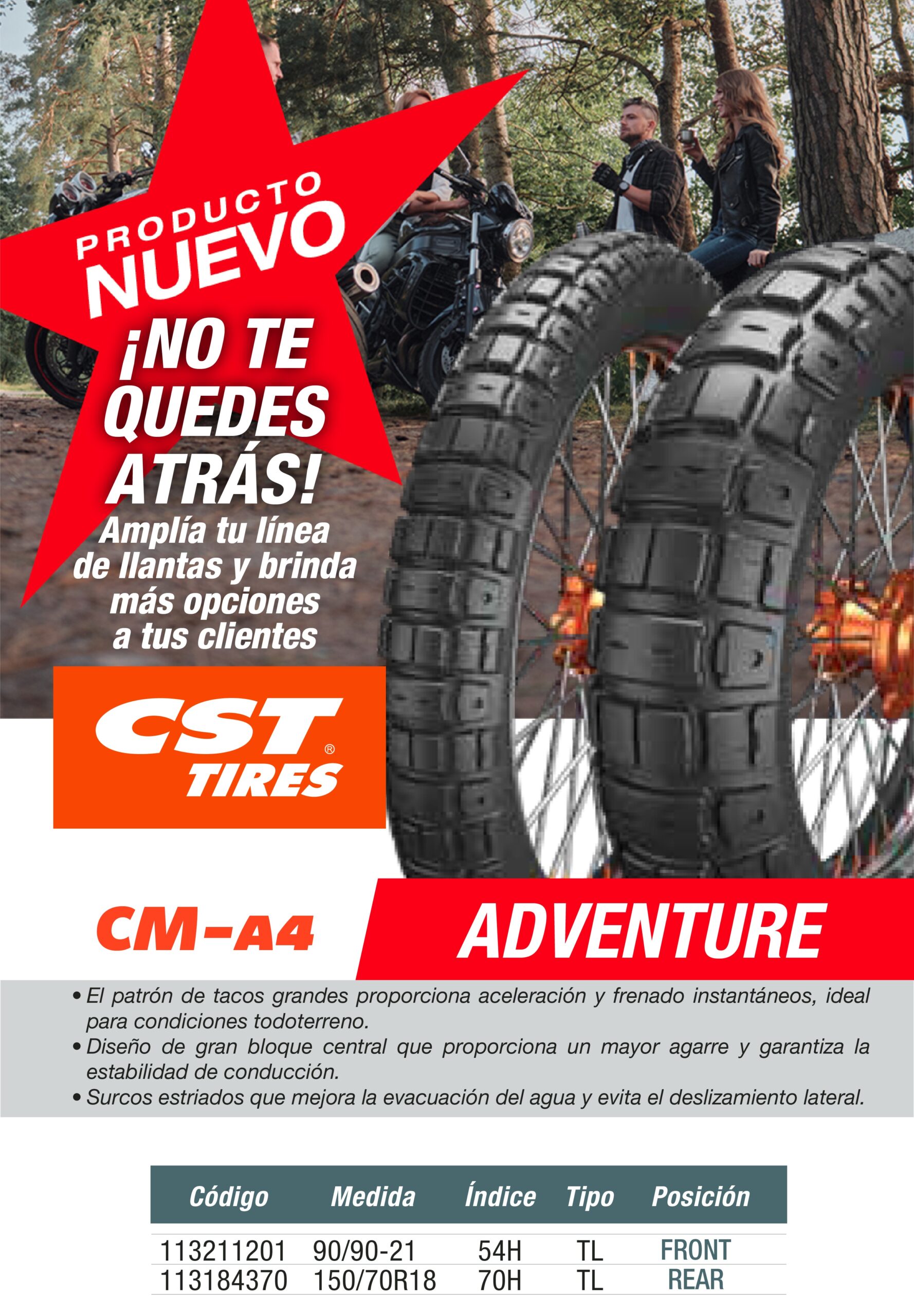 Llanta 90/90-21 CM-A4 TL 54H CST - Imagen 5