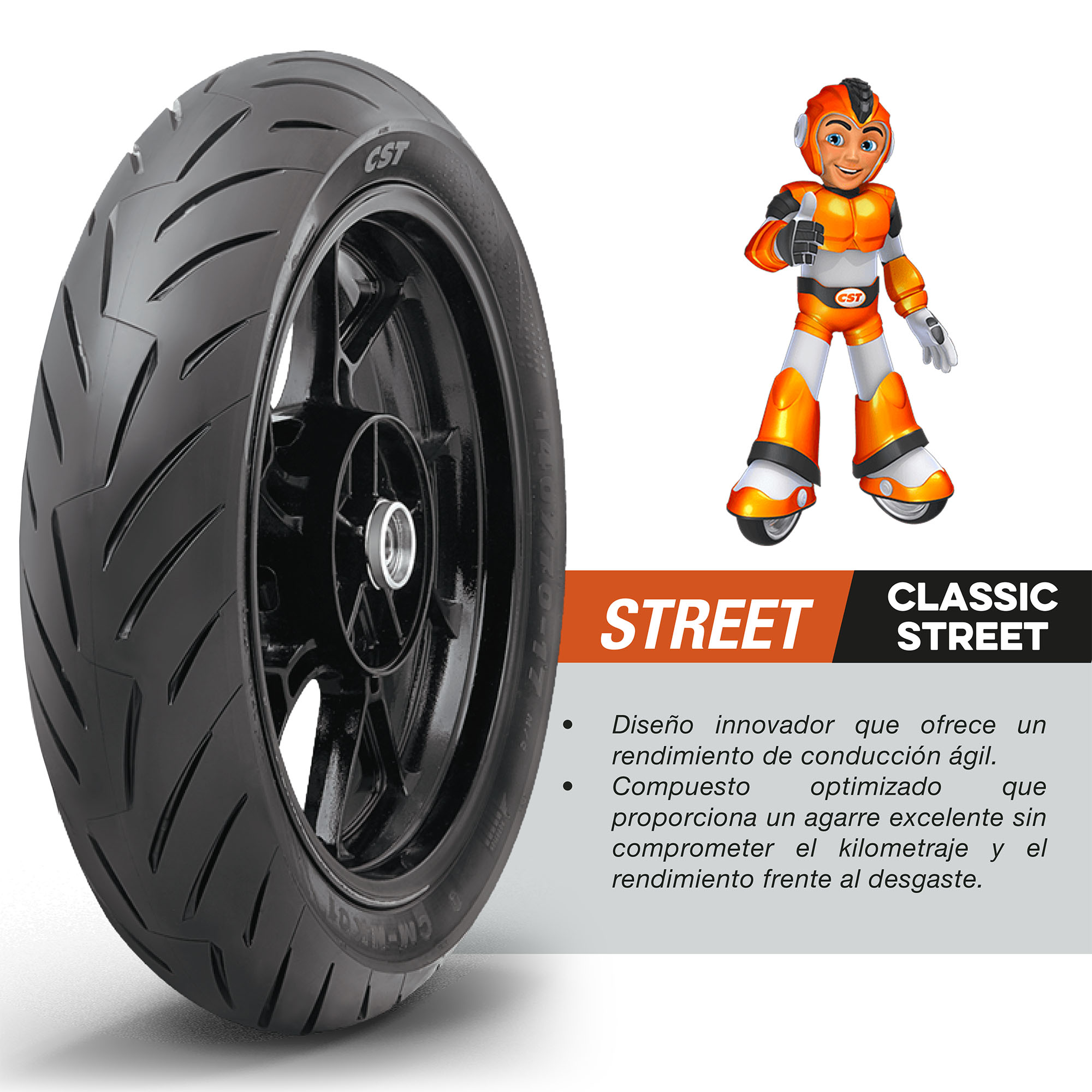 Llanta Para Moto 100/80-17 Cm-nk01 Tl 52s Cst - Imagen 3